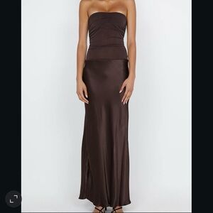 BEC + BRIDGE DUA STRAPLESS DRESS - Chocolate Brown